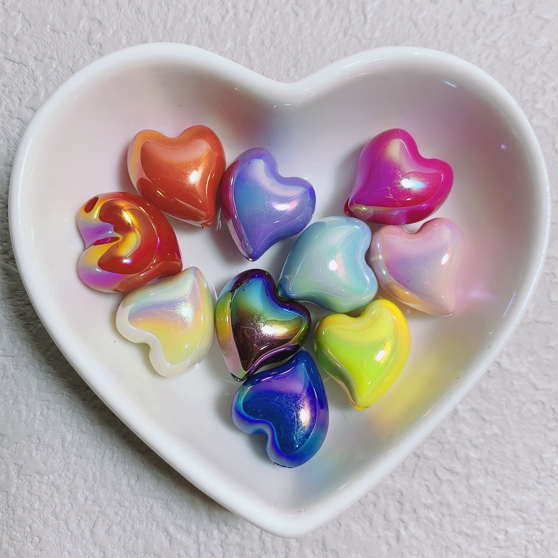 Aesthetic Chunky Heart Beads Bulk
