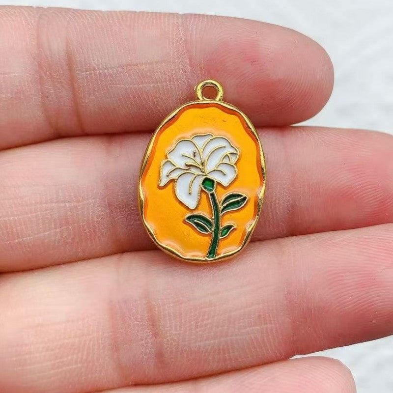 【New】High-Quality Color Sand-gold Flower Pendant