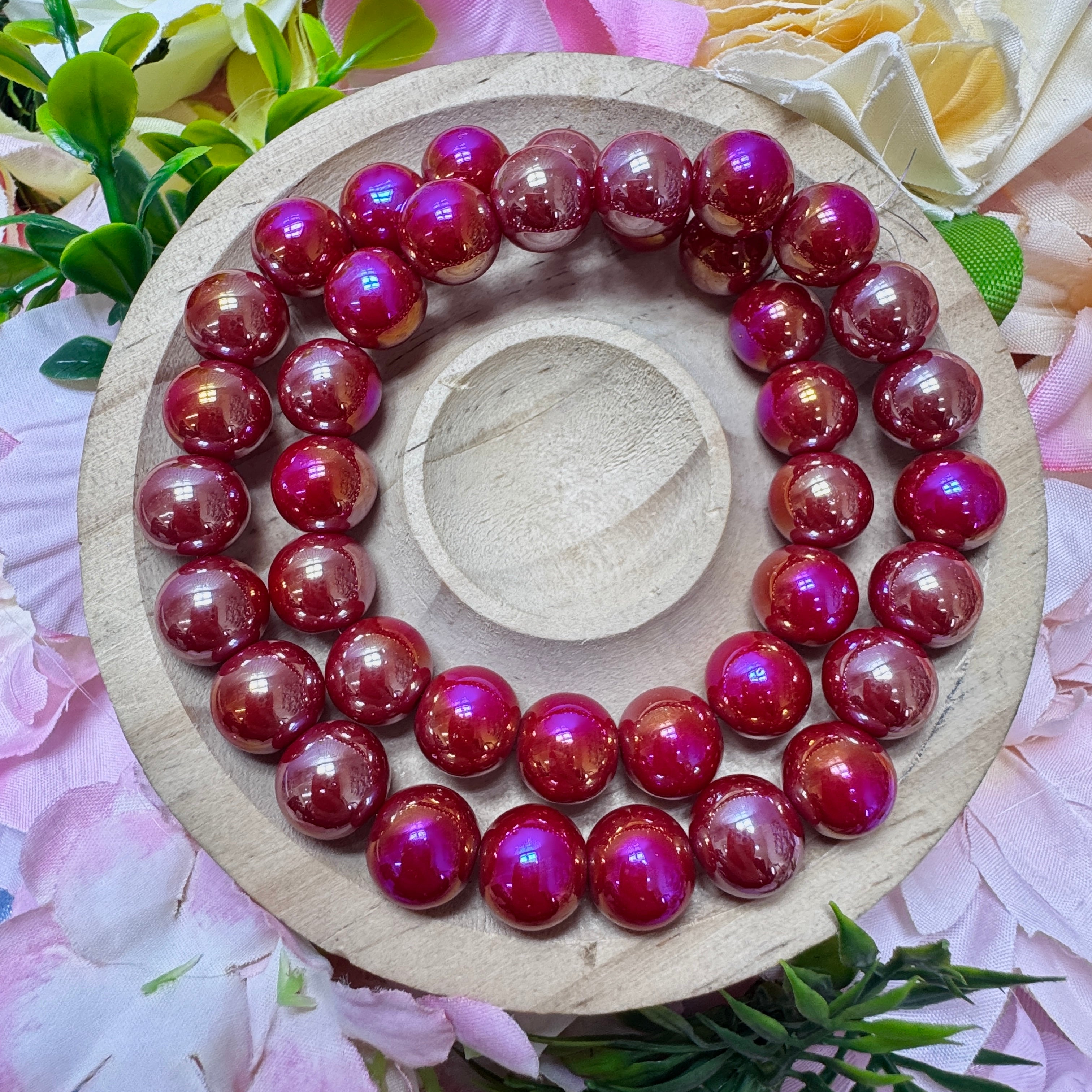 【New】A strip-Electroplated AB Color Glass Beads