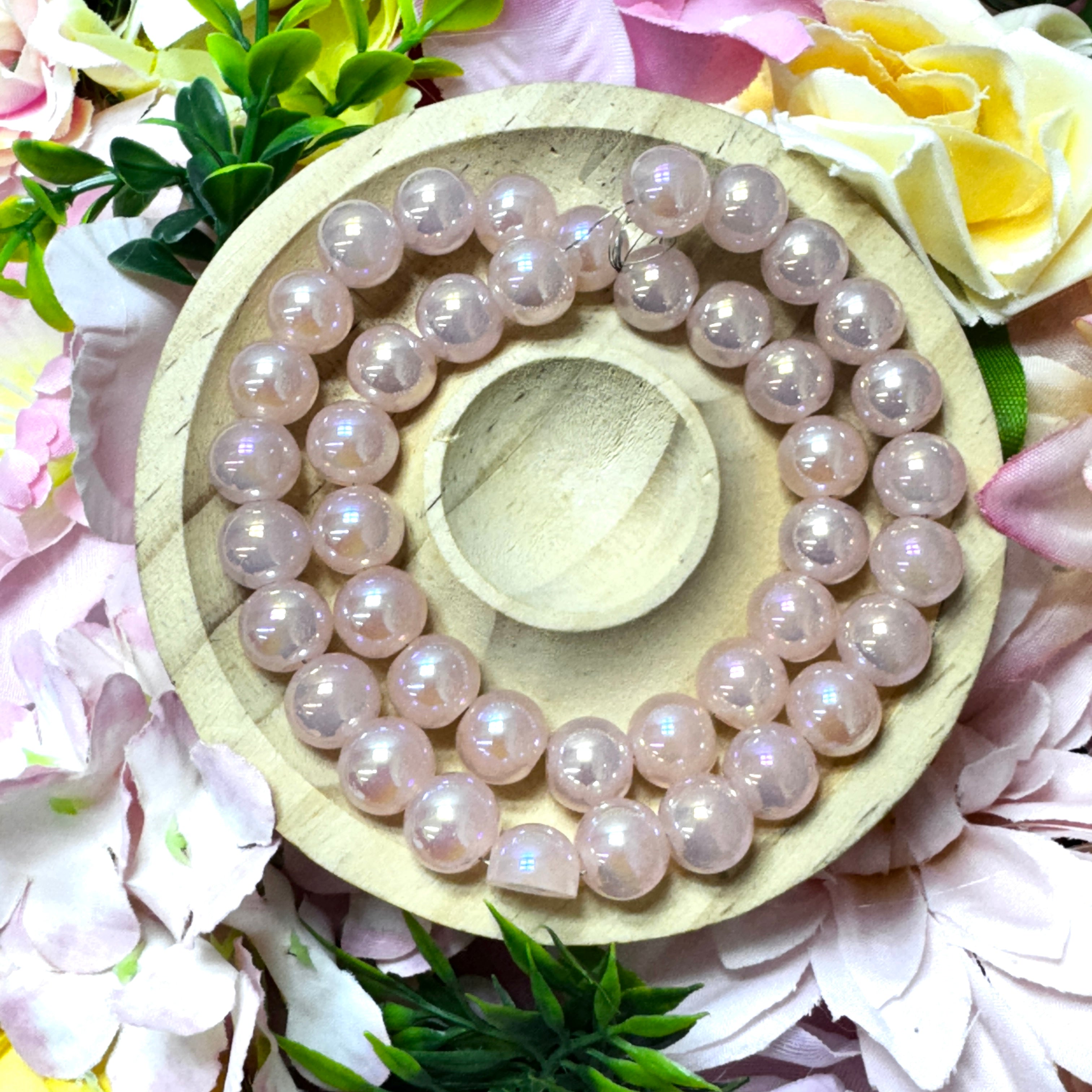 【New】A strip-Electroplated AB Color Glass Beads