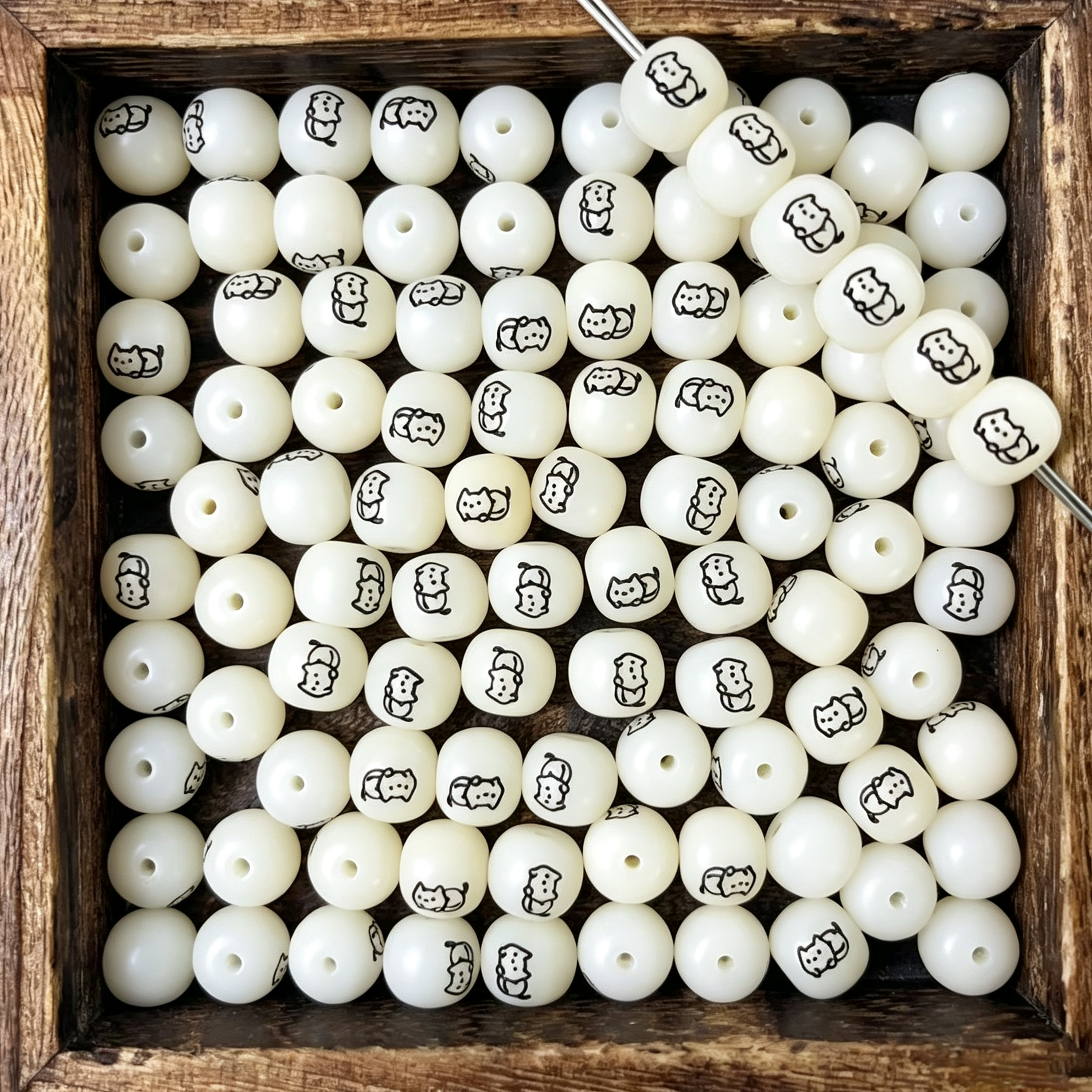 Cute Cat Bodhi Beads | 10x9mm Natural Bodhi Seed Loose Beads