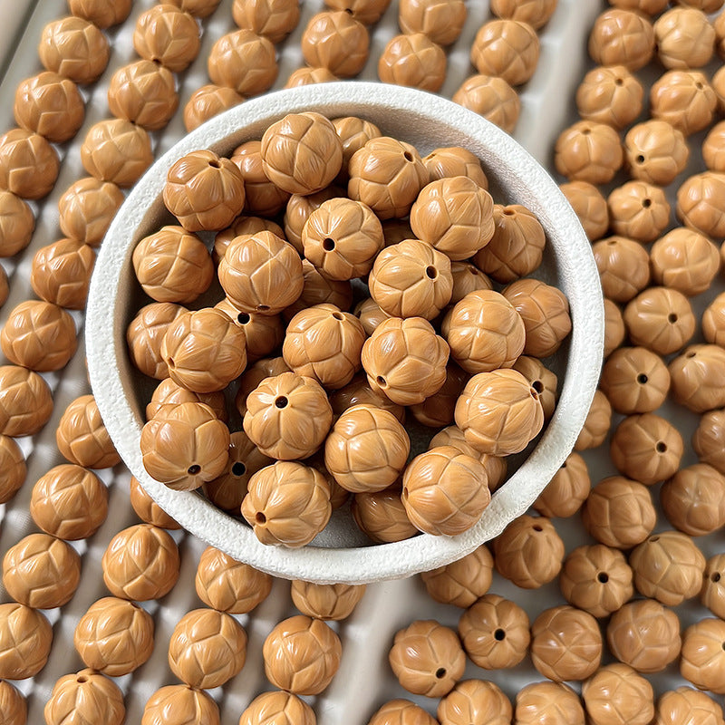 Natural Walnut Seed Beads, Carved Bodhi Beads