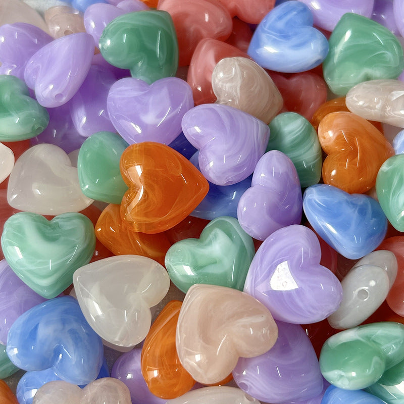 Aesthetic Chunky Heart Beads Bulk