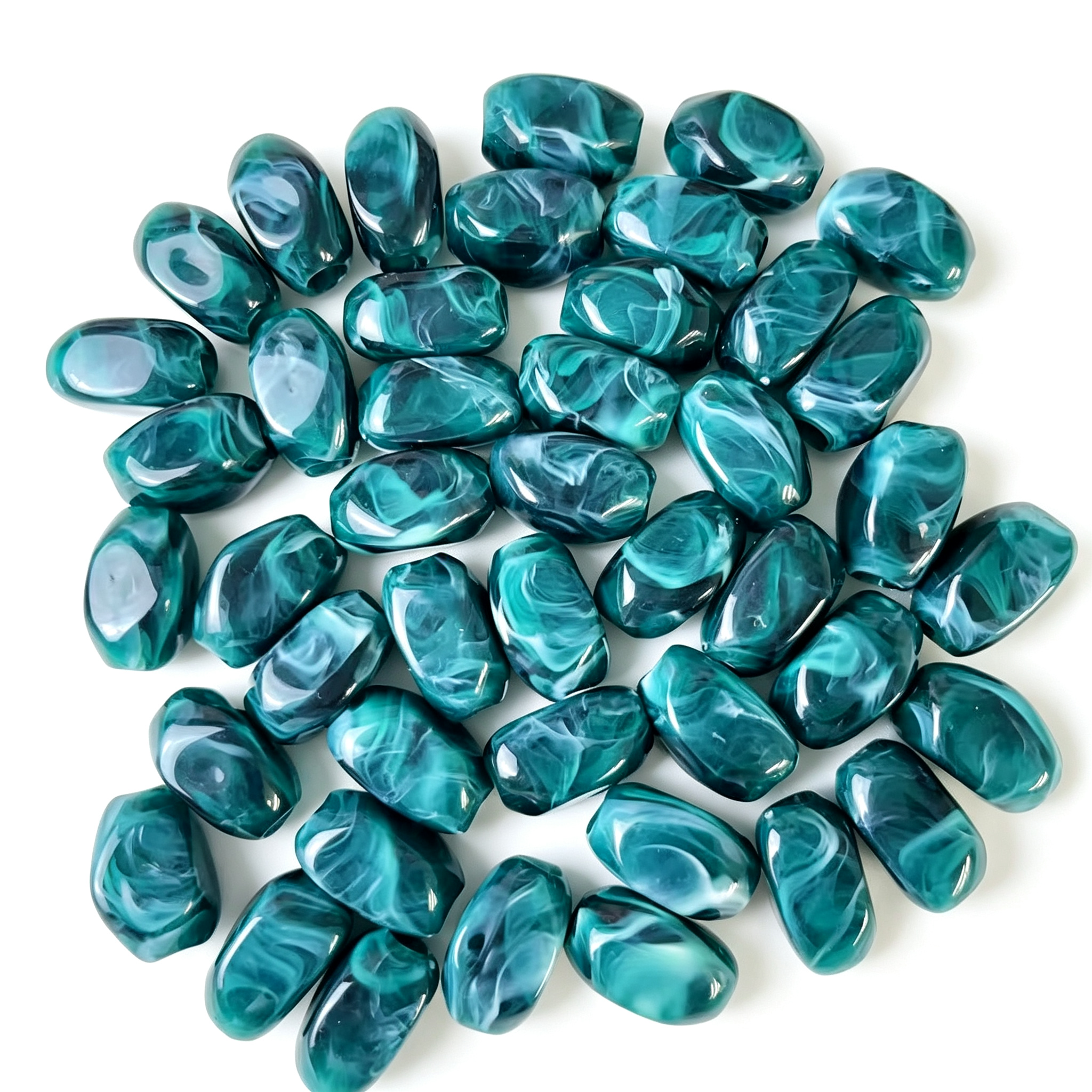 12x20mm Marbled Acrylic Barrel Beads - Large Hole Oval Spacer Beads