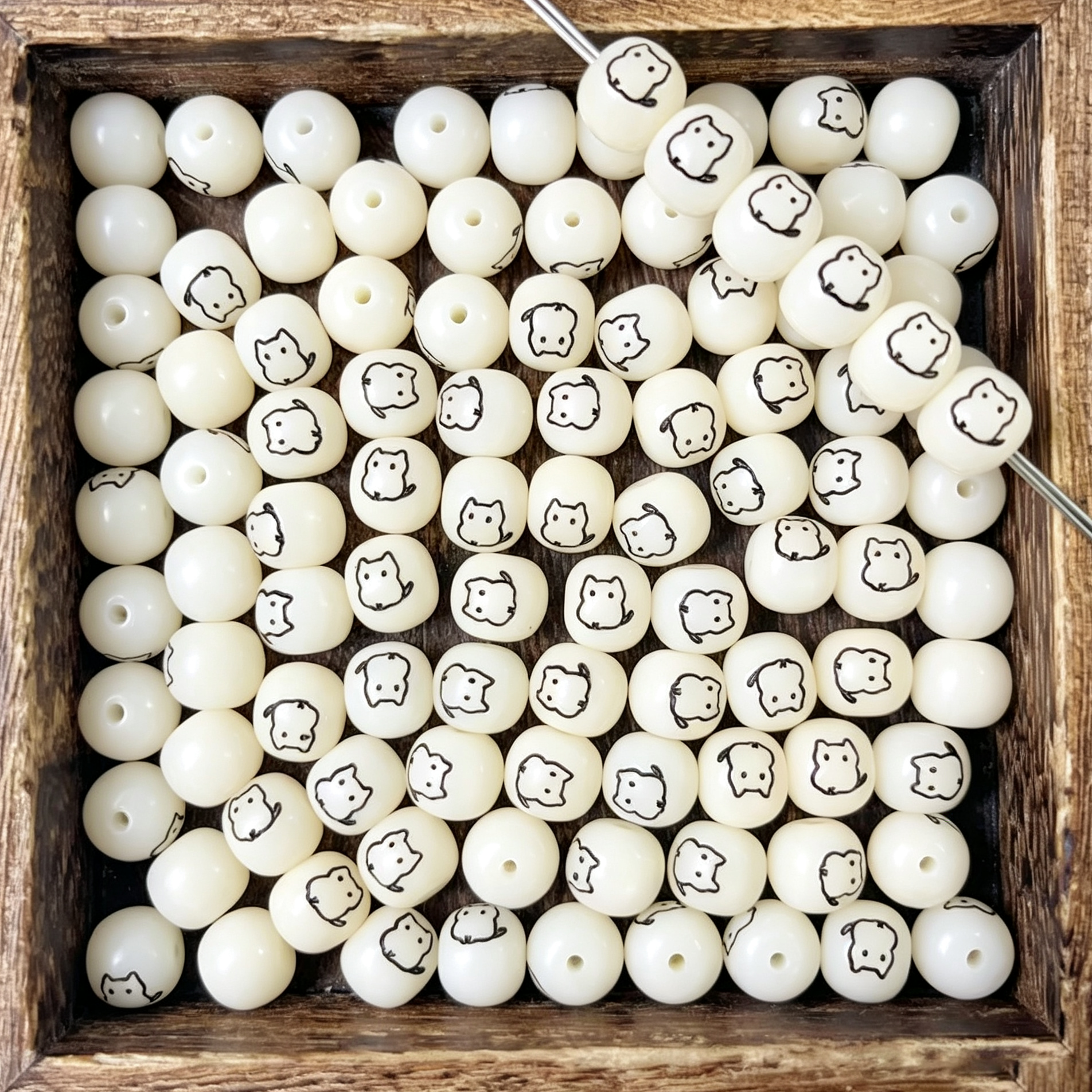 Cute Cat Bodhi Beads | 10x9mm Natural Bodhi Seed Loose Beads