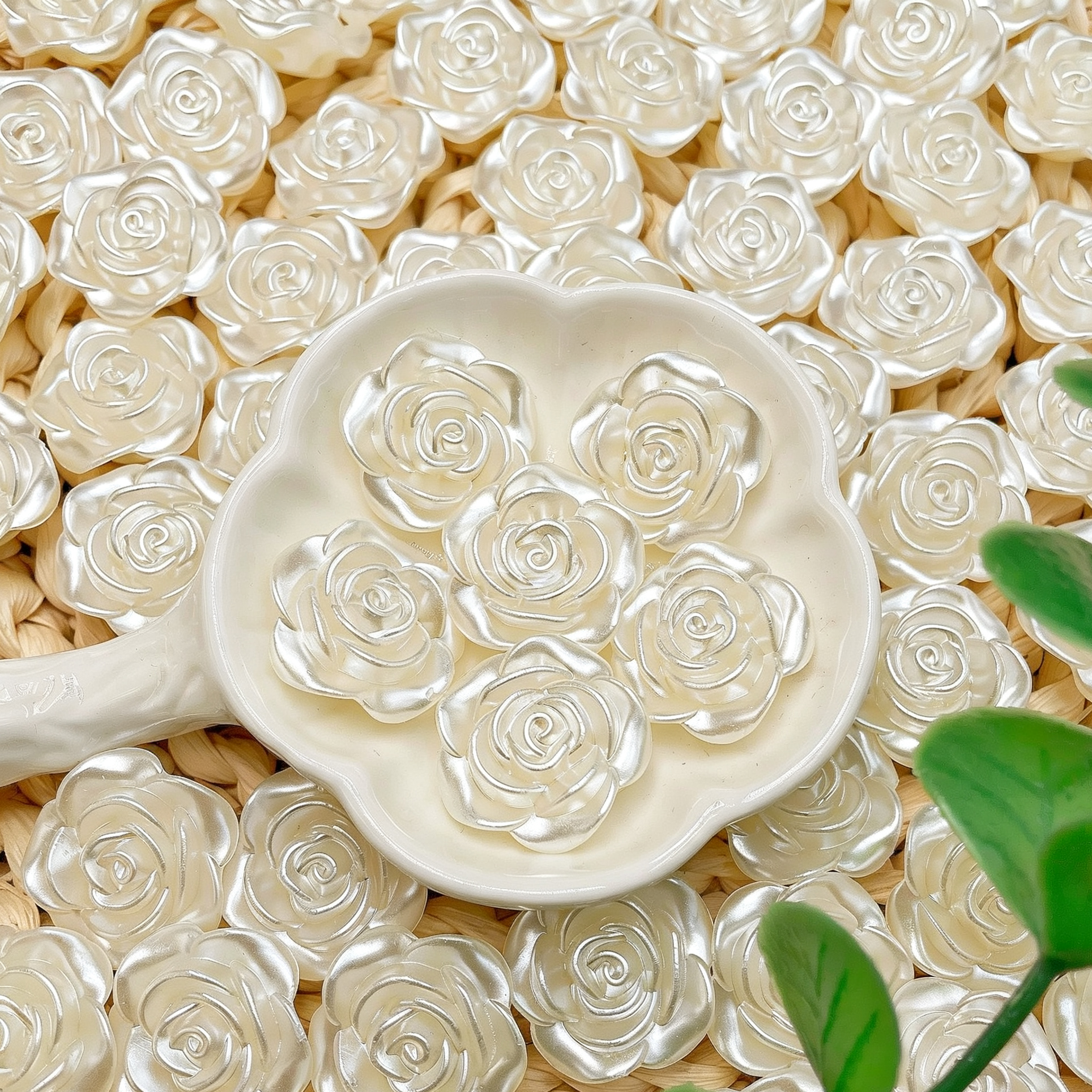 DIY Floral & Leaf Acrylic Pearl Beads Collection - Botanical Clover, Rose, Leaf, Berry Beads