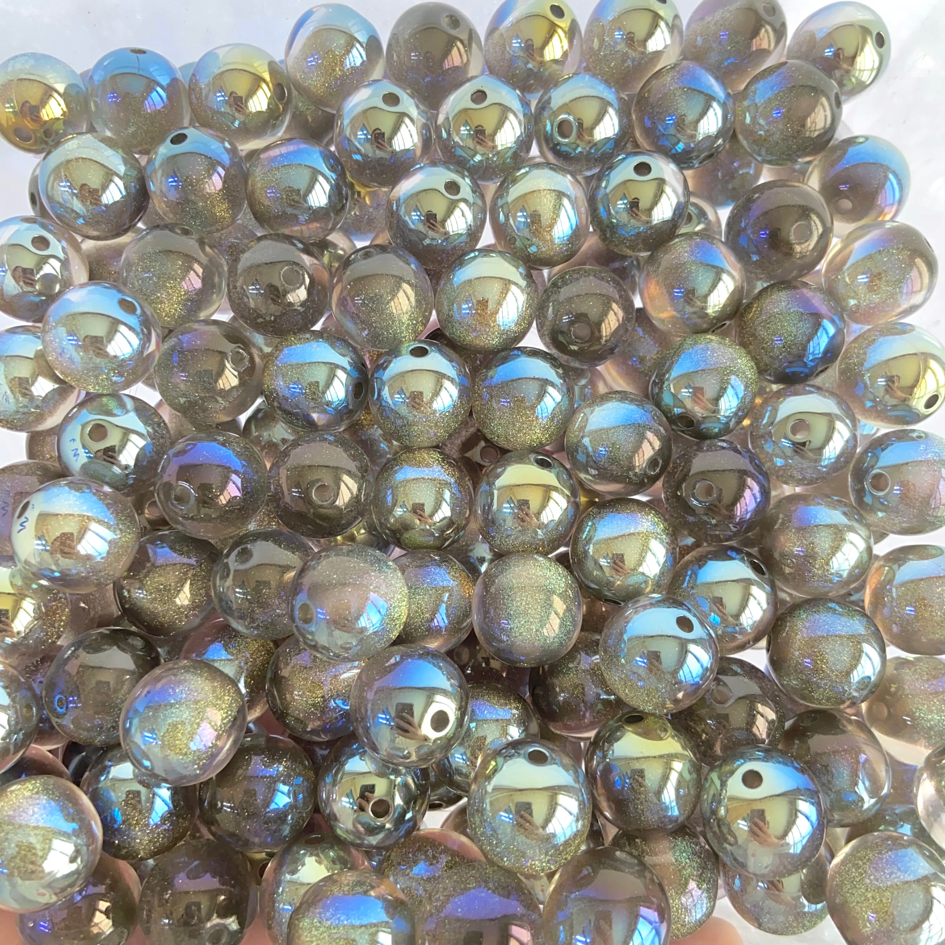 【New】16mm Electroplated Resin Beads