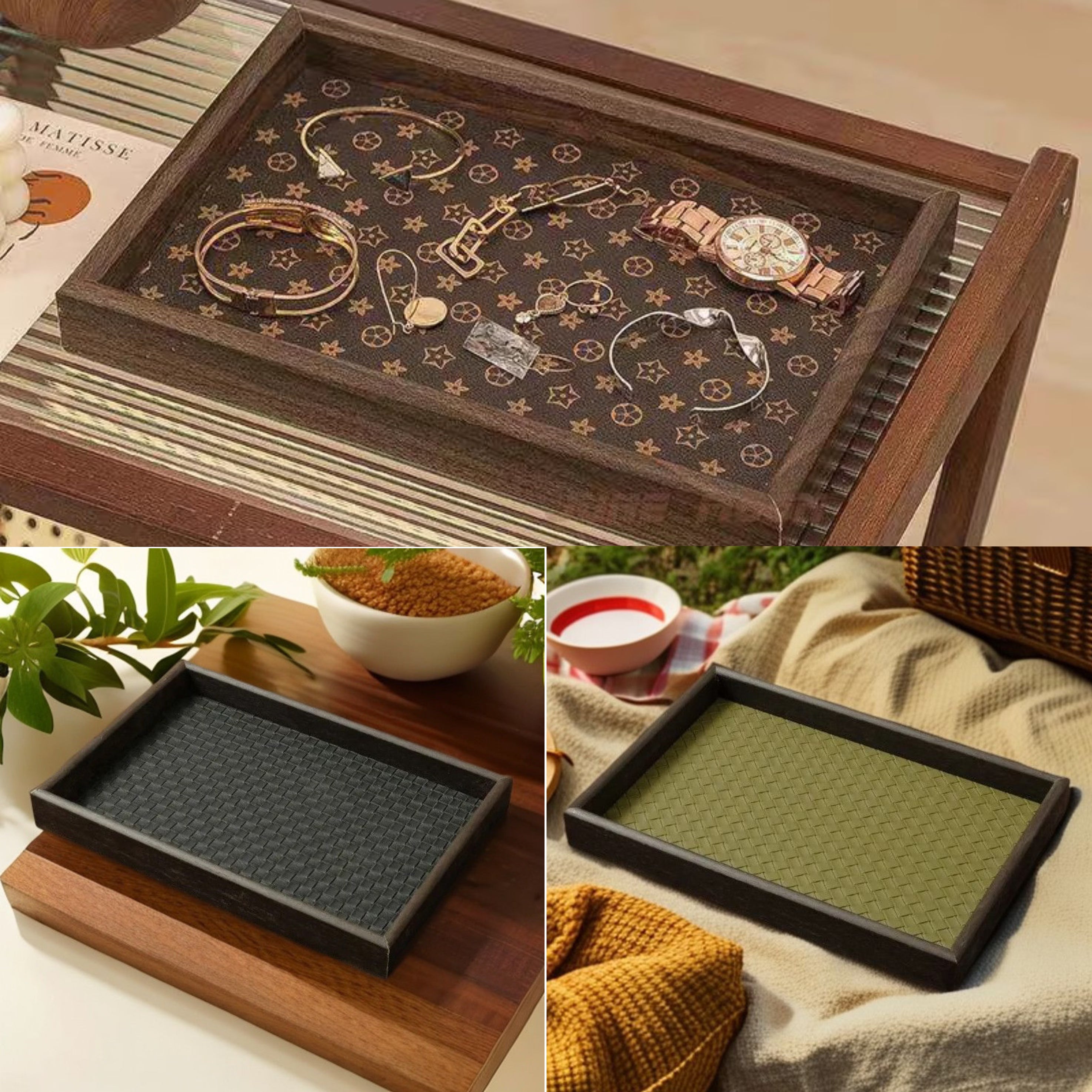 【New】Wooden jewelry storage tray