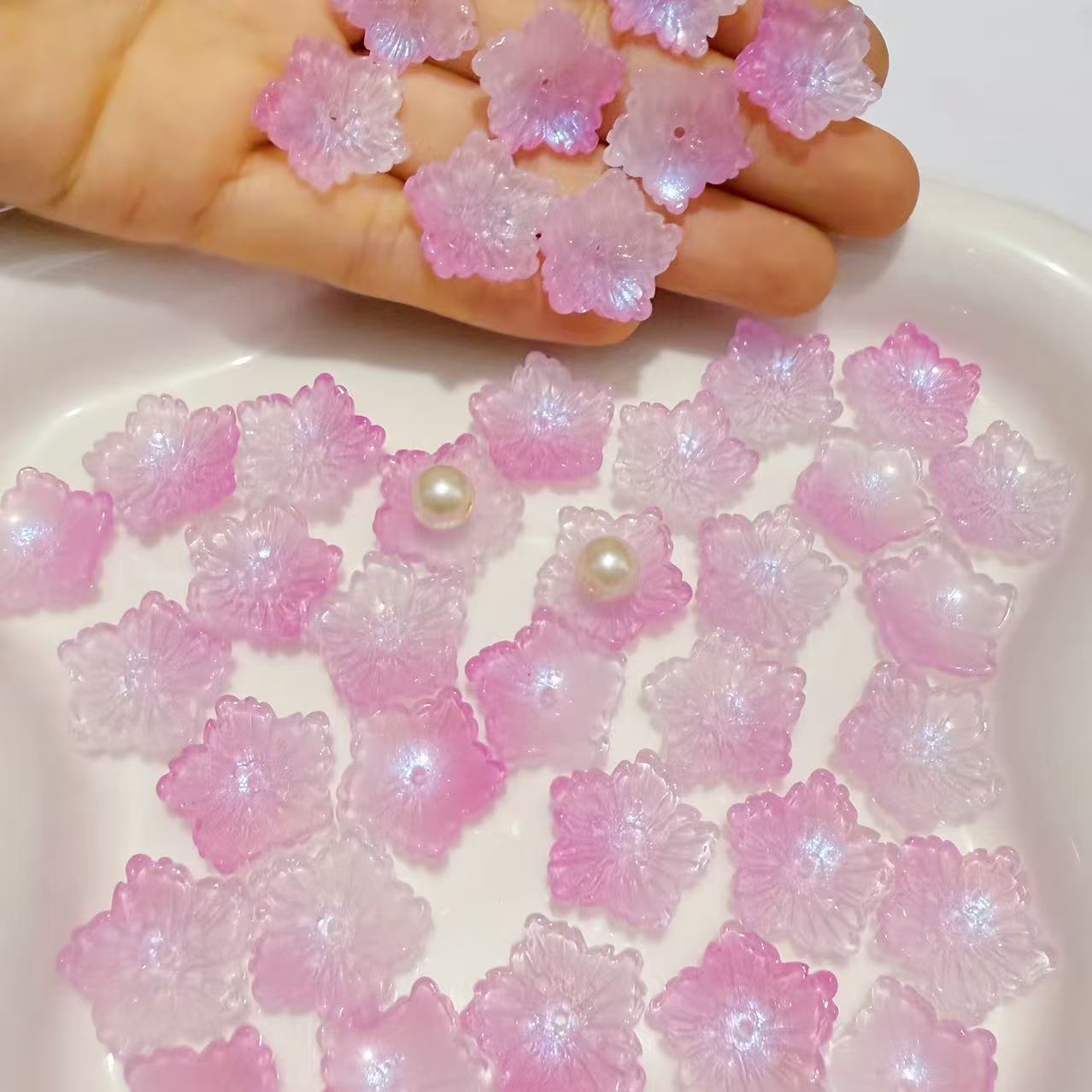 【New】18mm Big Glass Flowers Beads