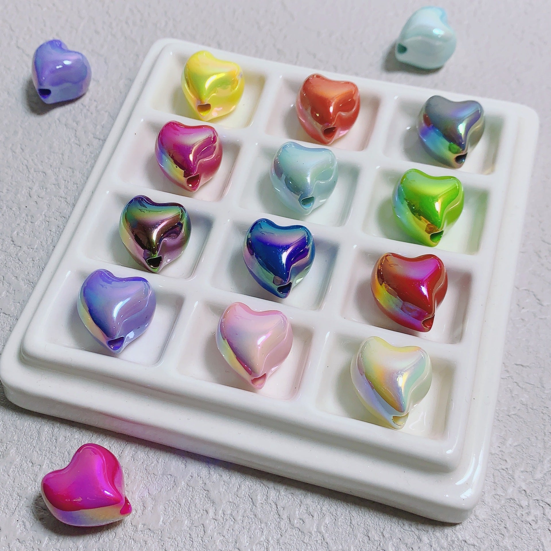 Aesthetic Chunky Heart Beads Bulk