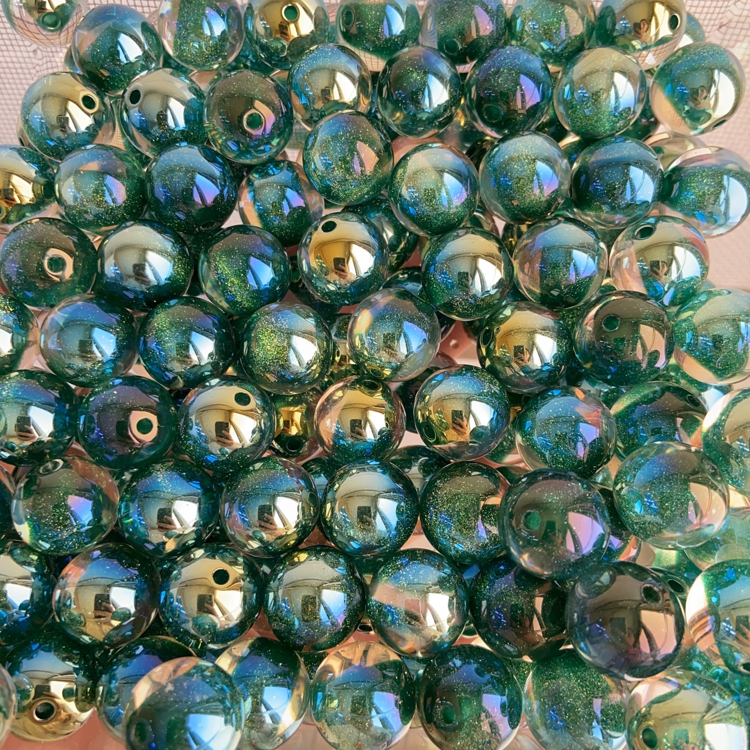 【New】16mm Electroplated Resin Beads