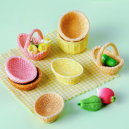 Mini miniature Faux Woven Bamboo Baskets for Crafts