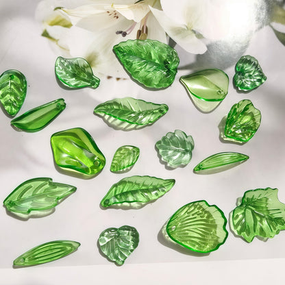 Multi-Size Acrylic Green Leaf Charms