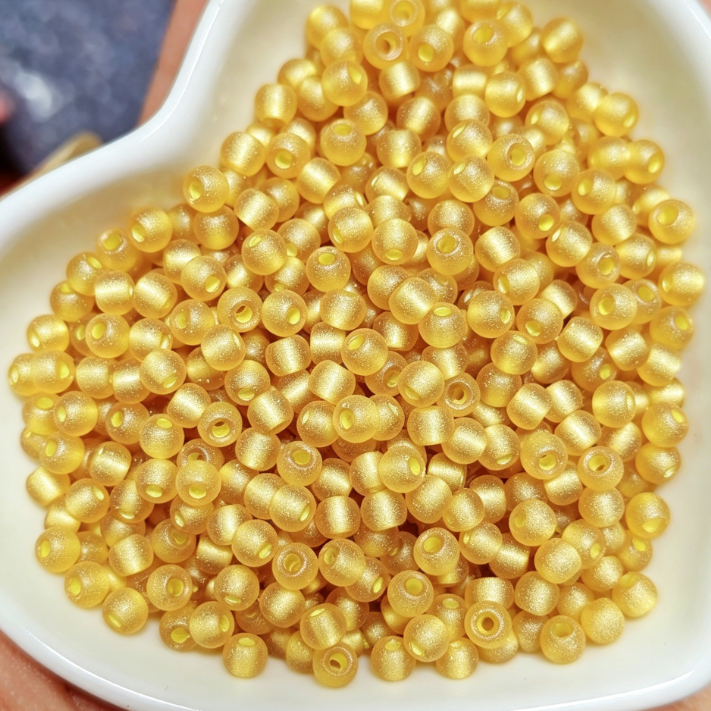 4.0mm Premium Frosted Gold Lined Glass Seed Beads