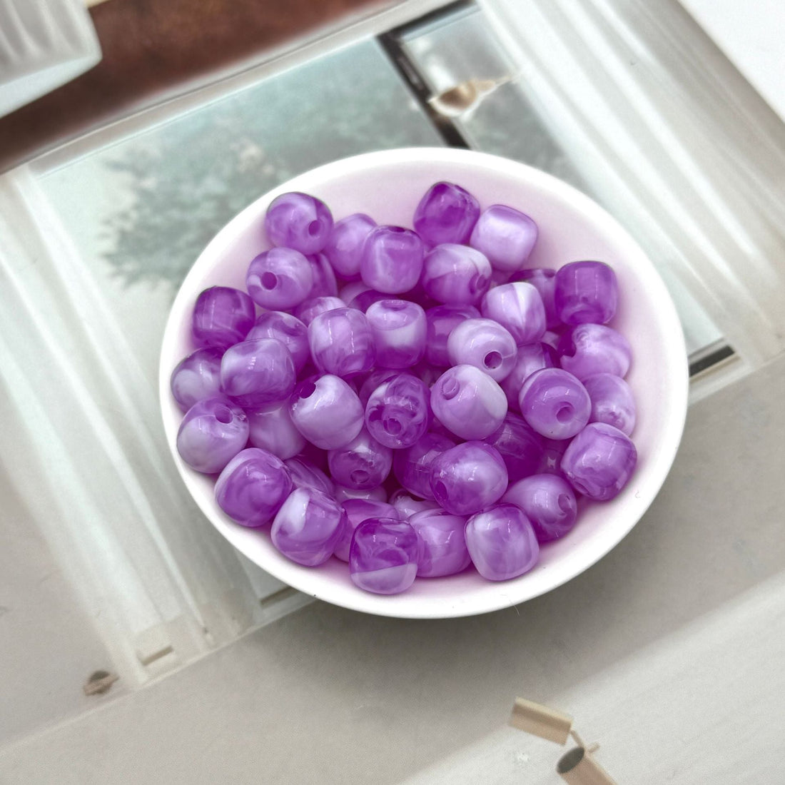 9x9mm Acrylic Marble Beads with Large Hole