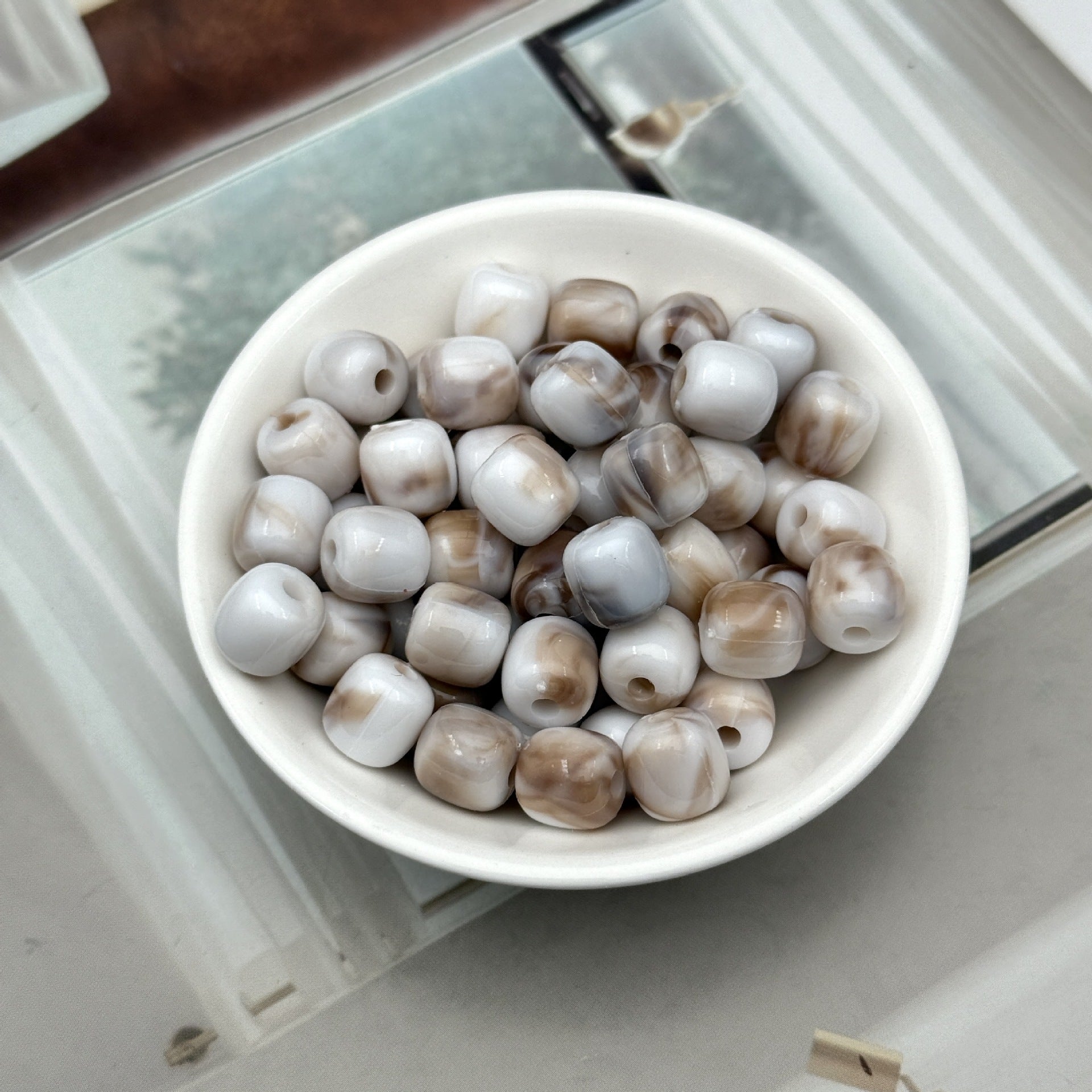 9x9mm Acrylic Marble Beads with Large Hole