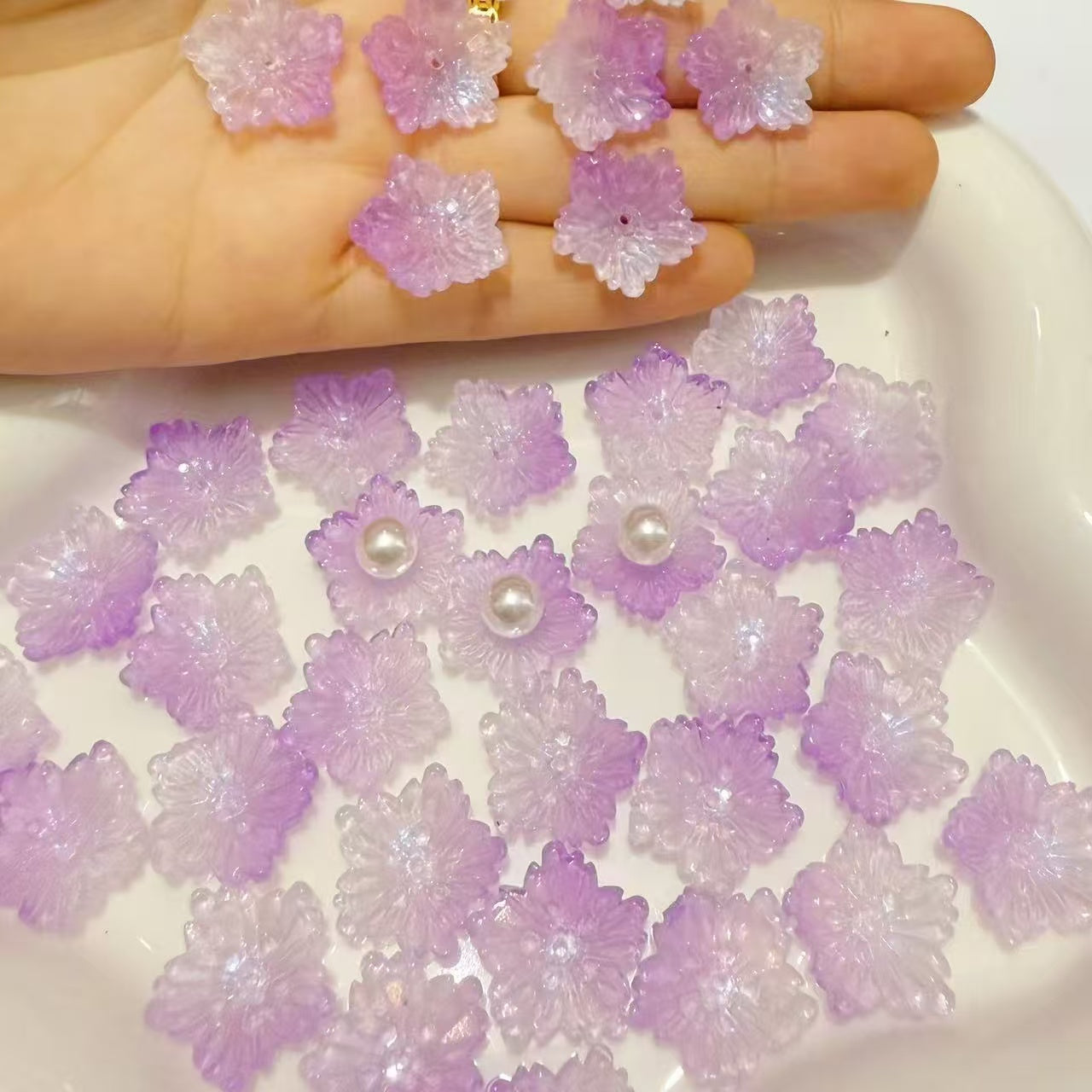 【New】18mm Big Glass Flowers Beads