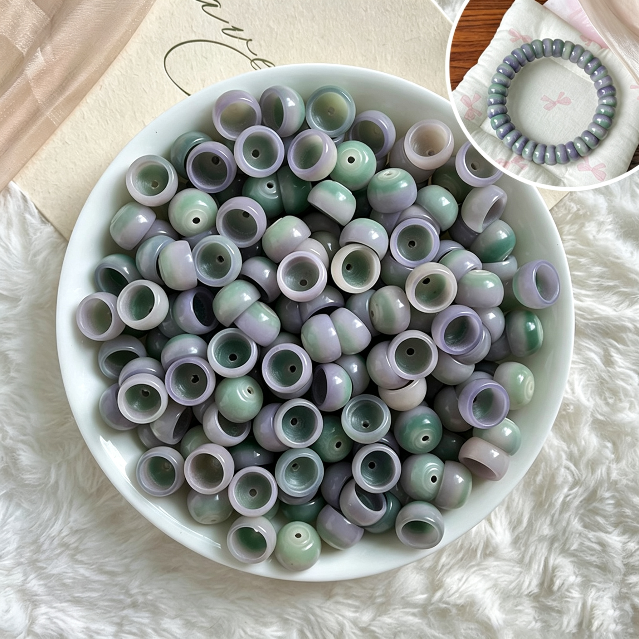 Natural Bodhi Root Beads for Jewelry Making, 13mm Pastel Pastel Bowl-Shaped Spacer Beads