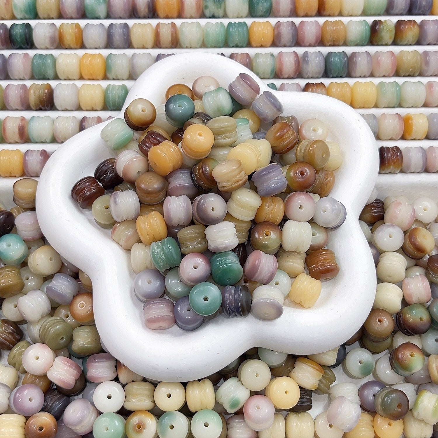 Natural Carved Bodhi Seed Loose Beads - Aesthetic Hamburger &amp; Bell Shape for Jewelry Making