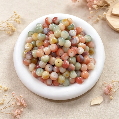 Garlic Bodhi Root Loose Beads | 10mm Natural Ivory-Sheen Retro Beads