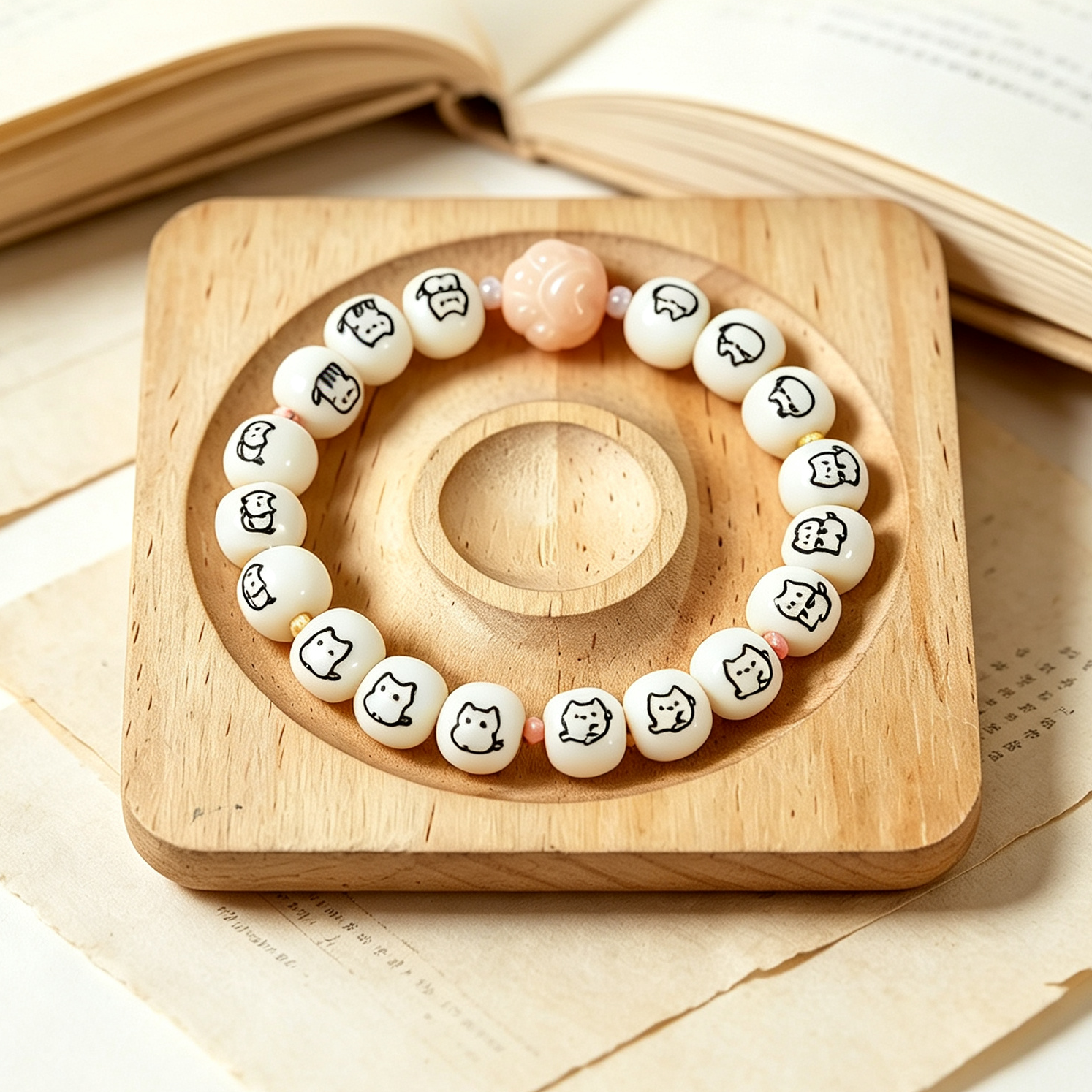Cute Cat Bodhi Beads | 10x9mm Natural Bodhi Seed Loose Beads