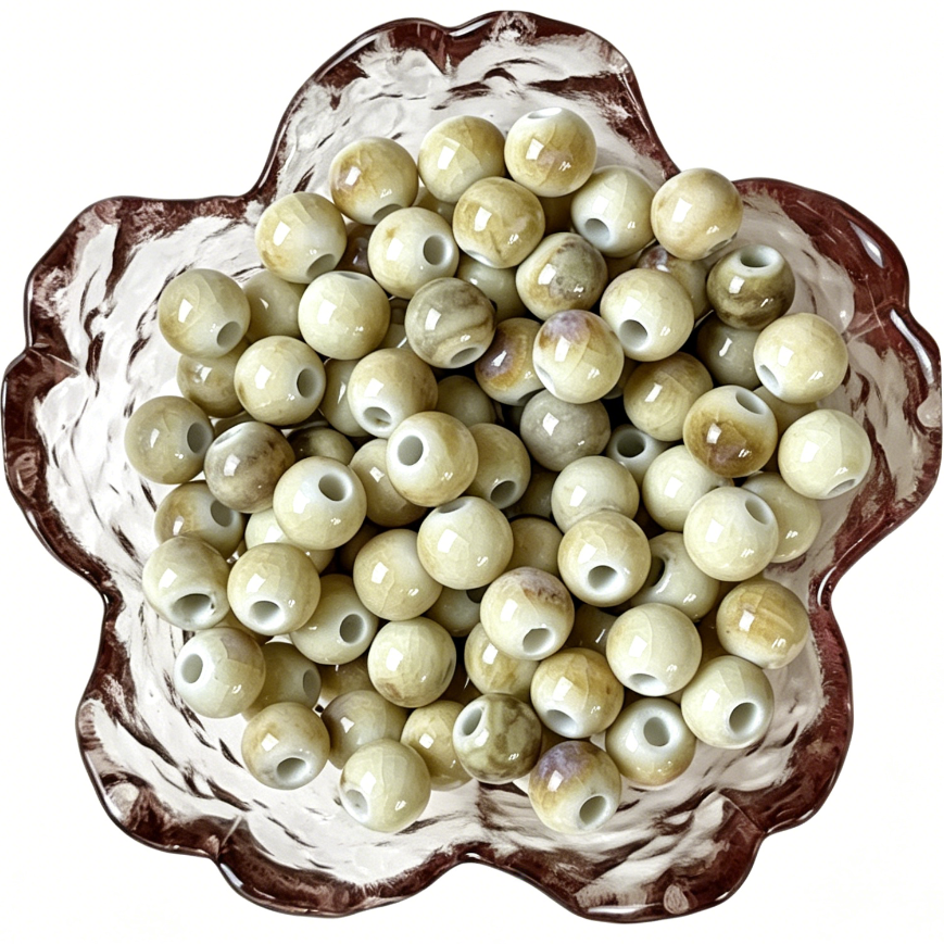 Glossy Crackle Porcelain Beads