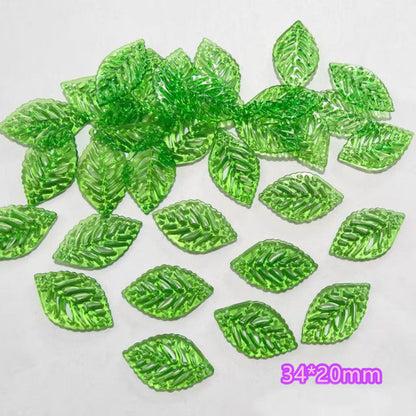Multi-Size Acrylic Green Leaf Charms
