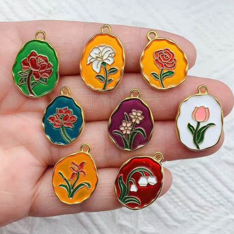 【New】High-Quality Color Sand-gold Flower Pendant