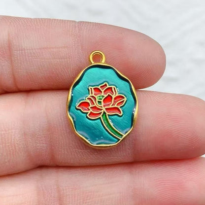 【New】High-Quality Color Sand-gold Flower Pendant
