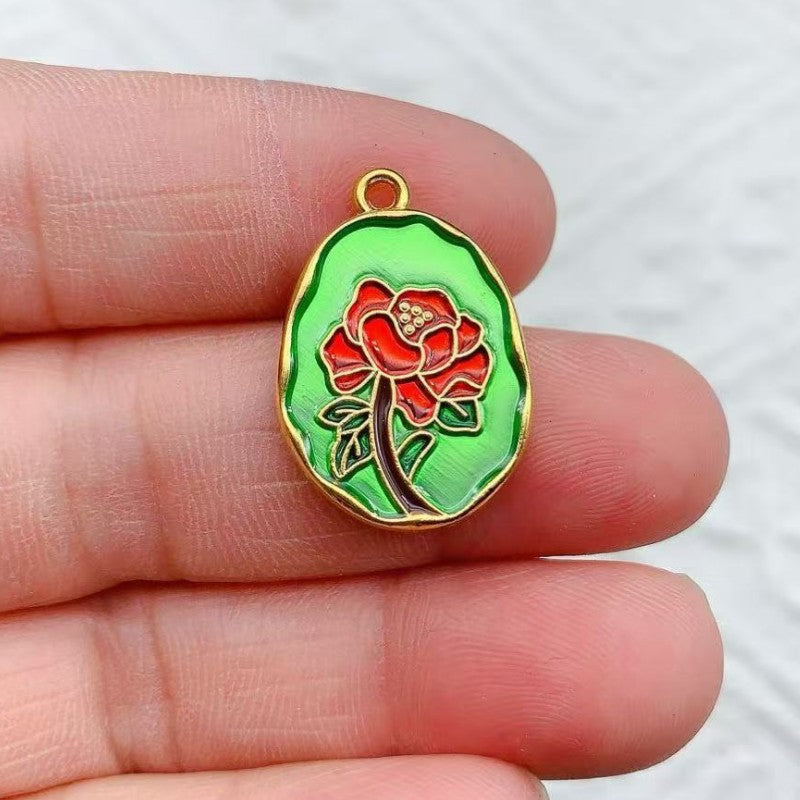 【New】High-Quality Color Sand-gold Flower Pendant