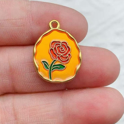 【New】High-Quality Color Sand-gold Flower Pendant