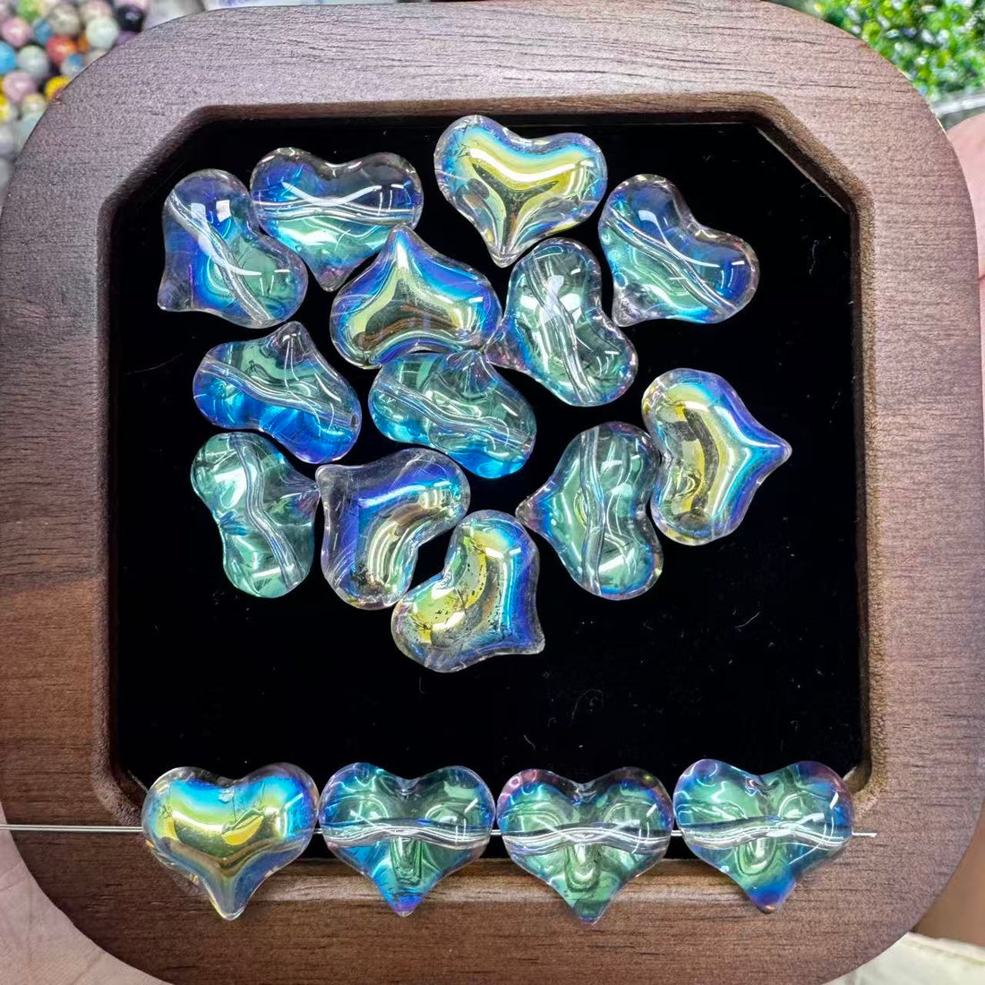 【New】16mm Shinny Peach Heart Glass Bead with Straight Hole