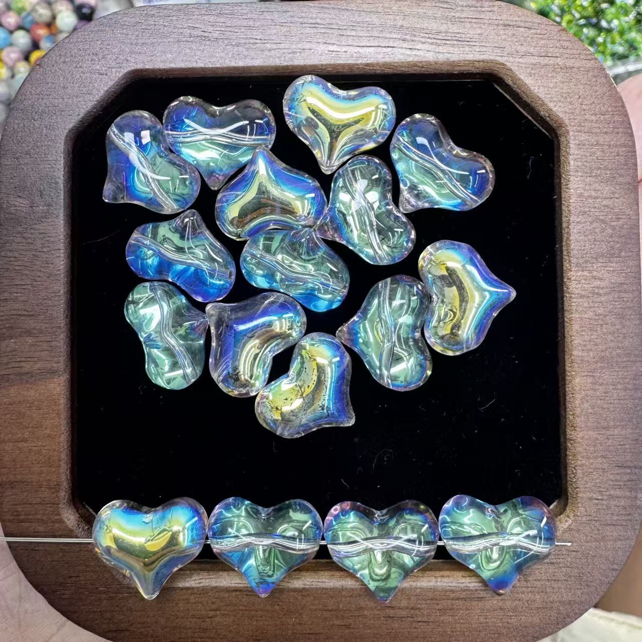 【New】16mm Shinny Peach Heart Glass Bead with Straight Hole