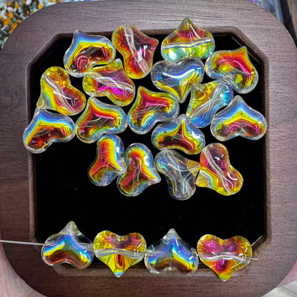 【New】16mm Shinny Peach Heart Glass Bead with Straight Hole