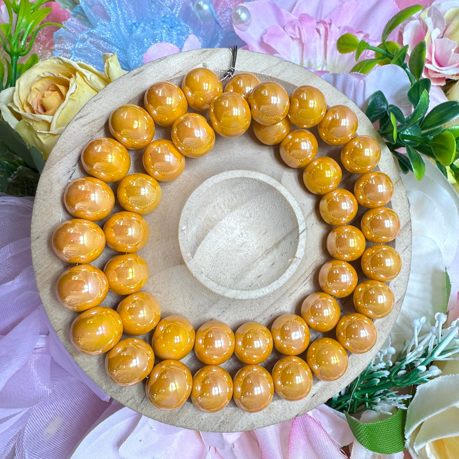 【New】A strip-Electroplated AB Color Glass Beads