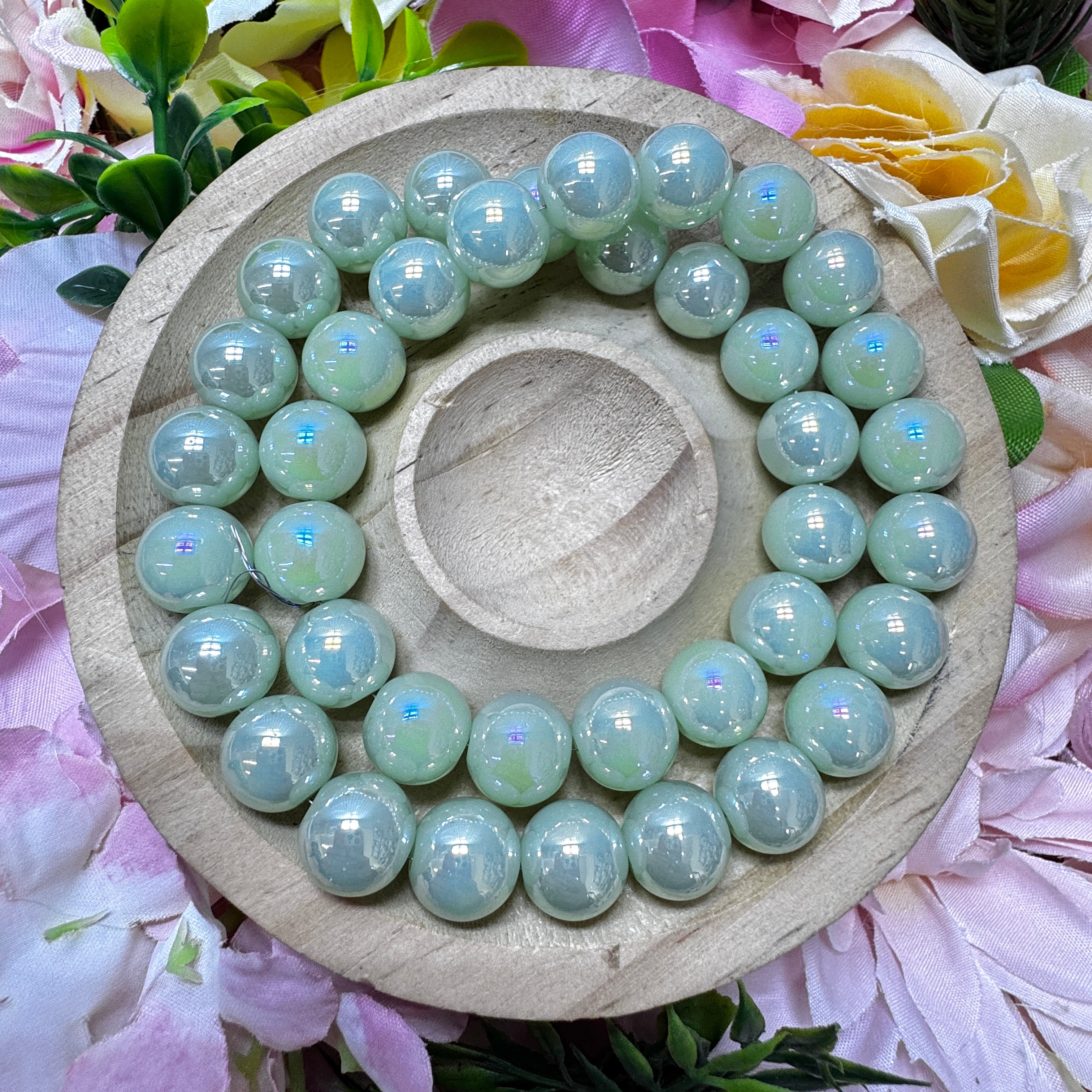 【New】A strip-Electroplated AB Color Glass Beads