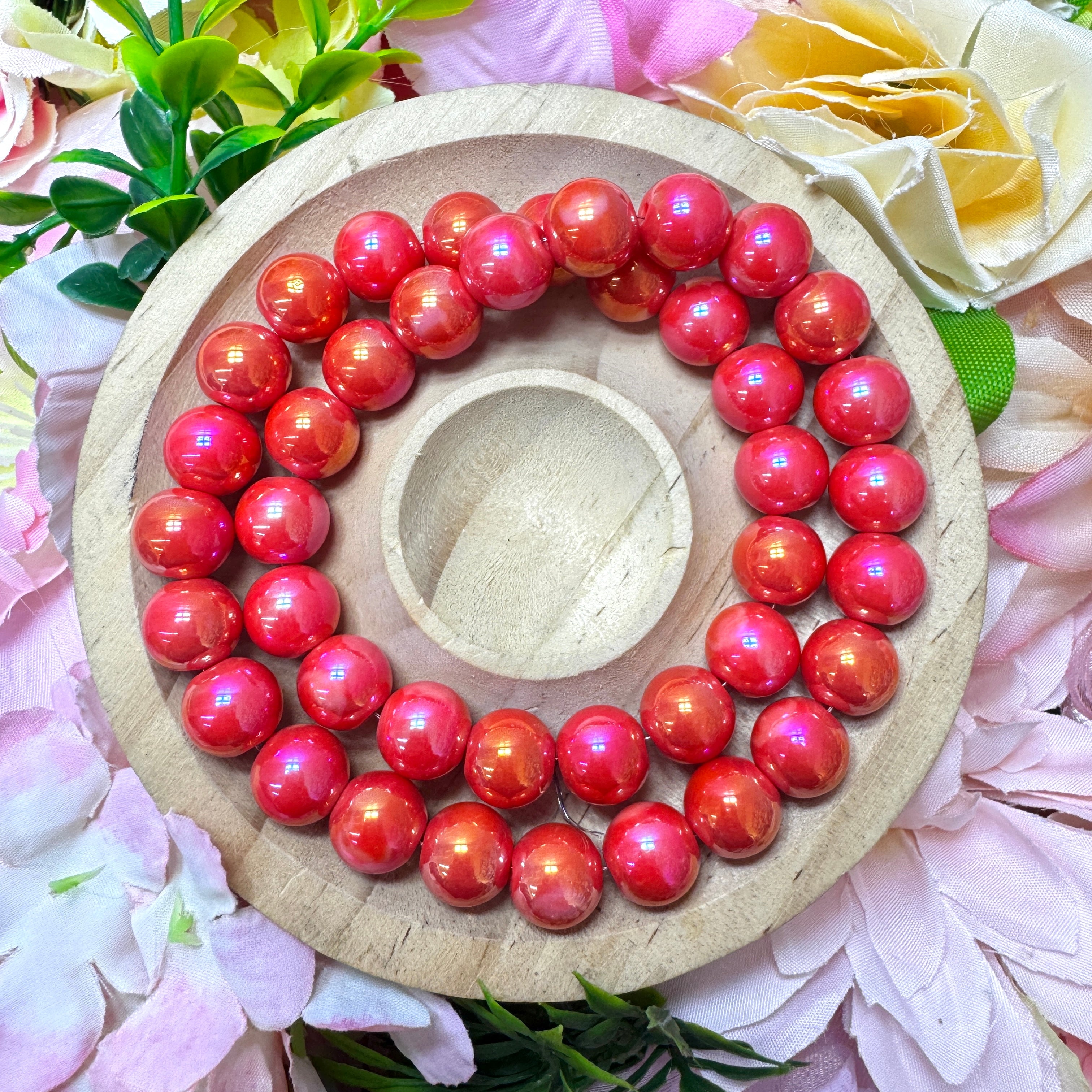 【New】A strip-Electroplated AB Color Glass Beads