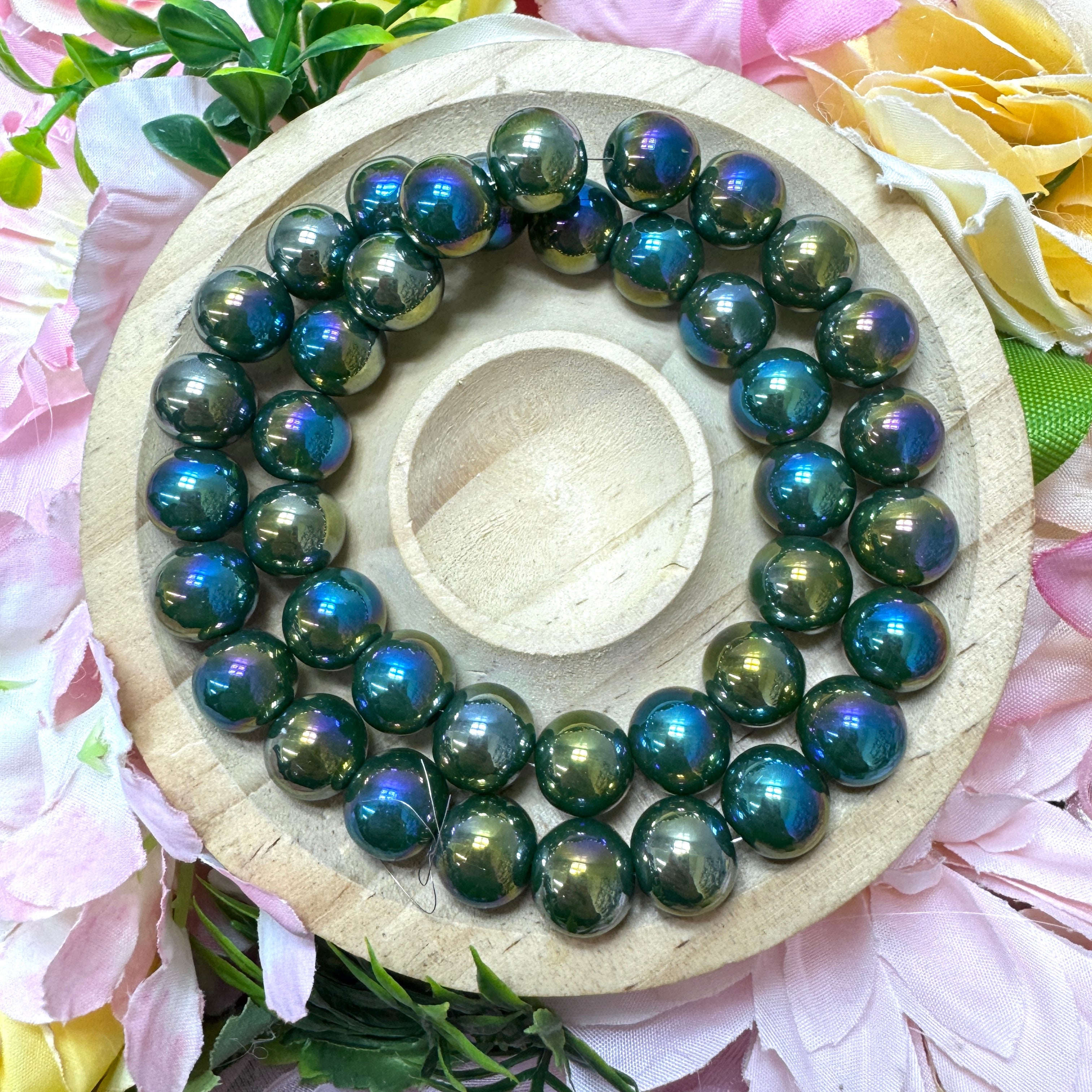 【New】A strip-Electroplated AB Color Glass Beads