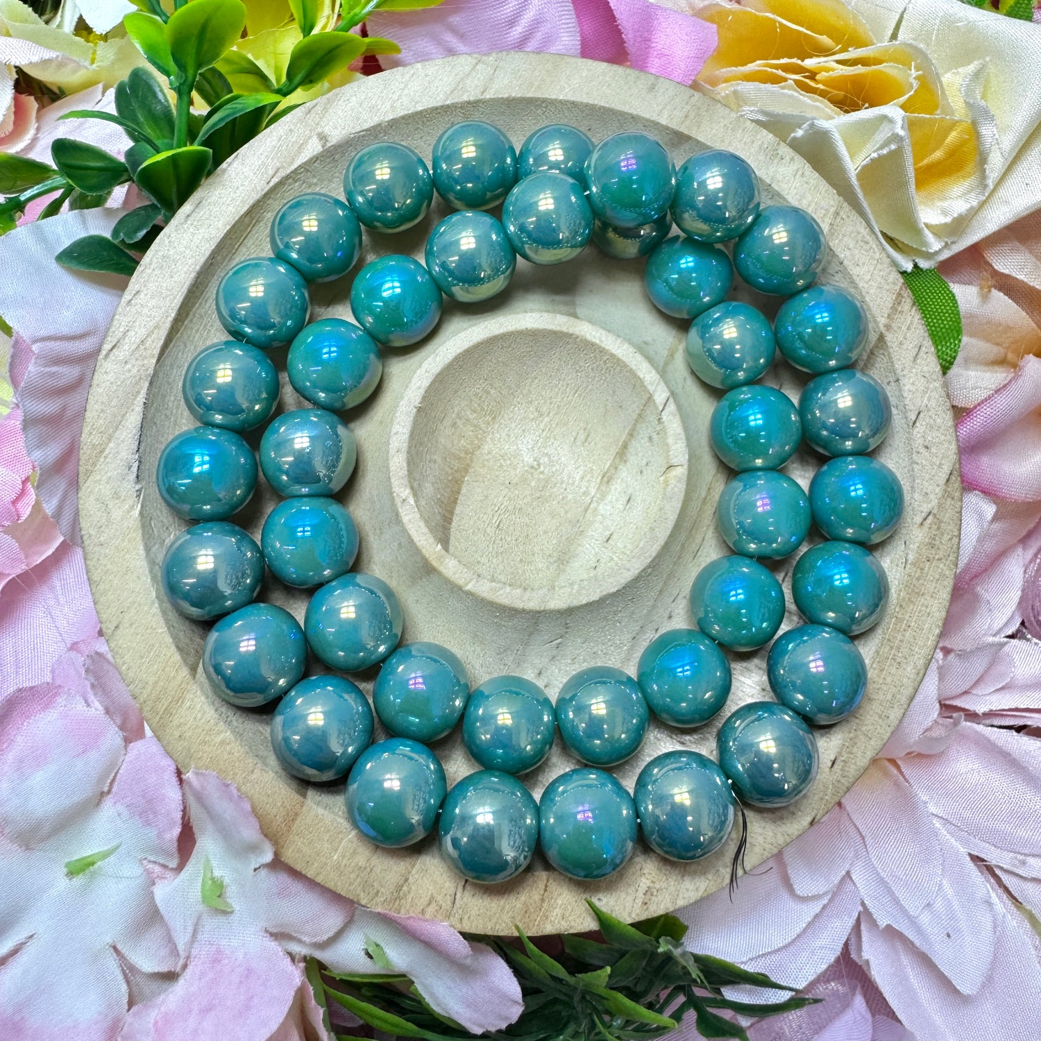 【New】A strip-Electroplated AB Color Glass Beads