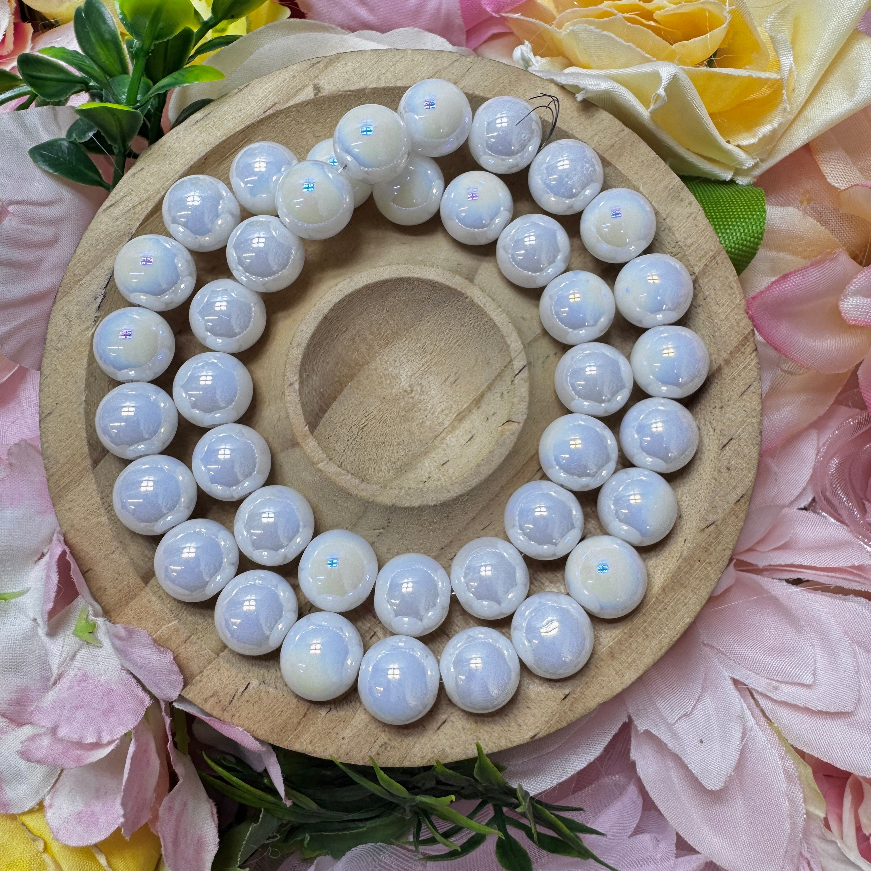 【New】A strip-Electroplated AB Color Glass Beads