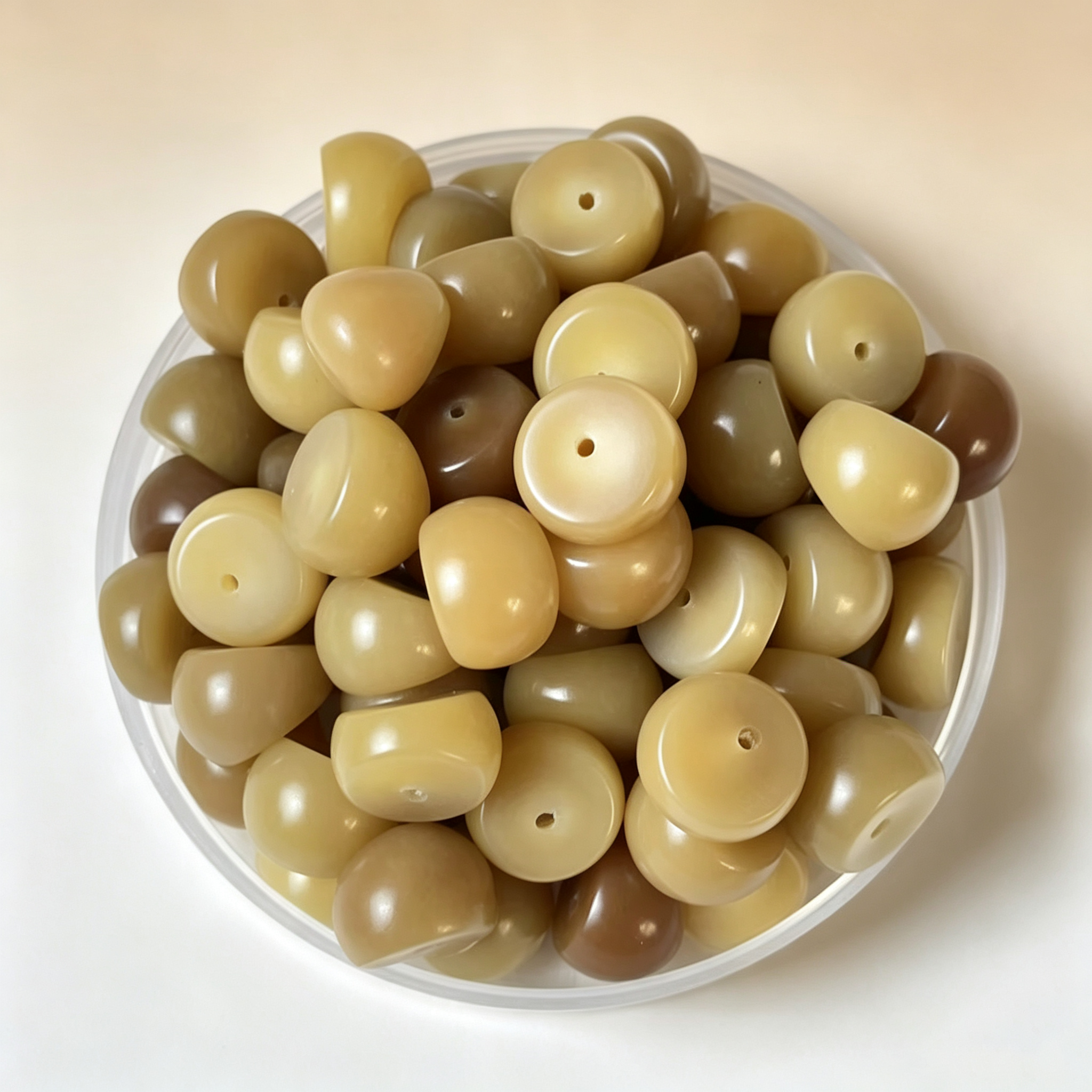 Garlic Bodhi Root Loose Beads | 10mm Natural Ivory-Sheen Retro Beads