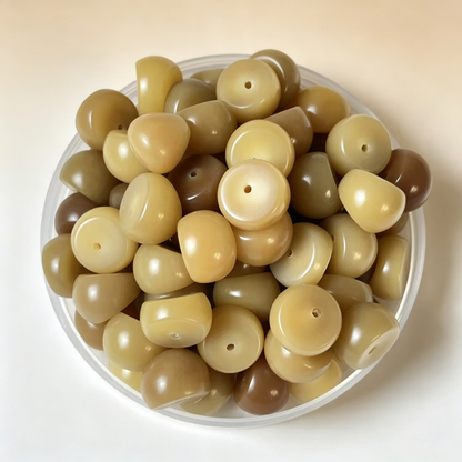 Garlic Bodhi Root Loose Beads | 10mm Natural Ivory-Sheen Retro Beads