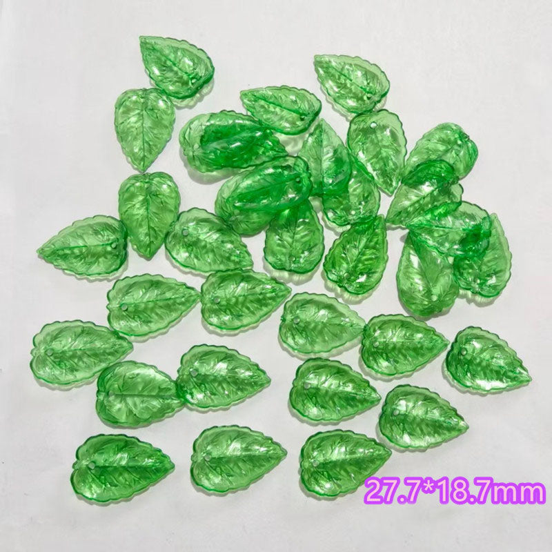 Multi-Size Acrylic Green Leaf Charms
