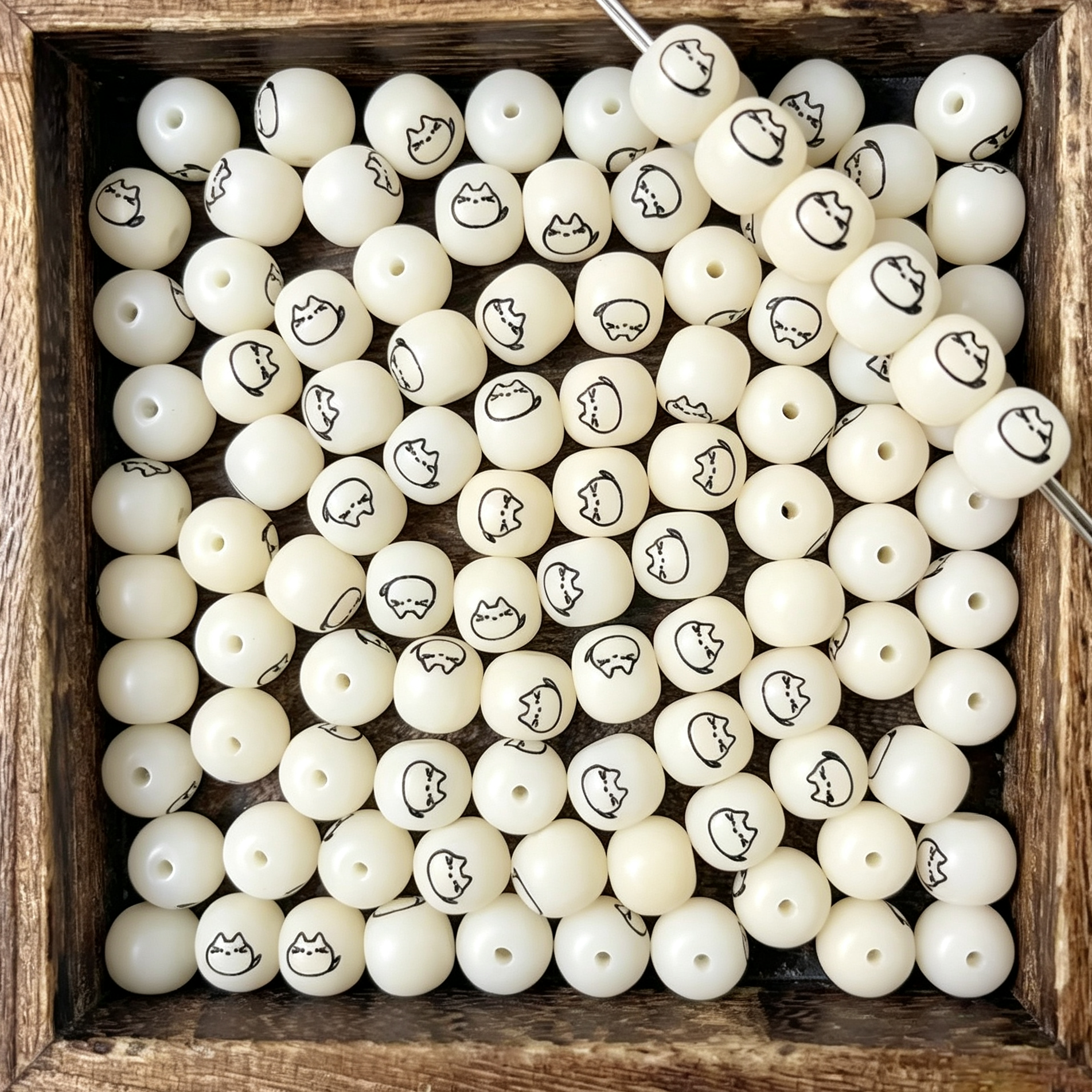 Cute Cat Bodhi Beads | 10x9mm Natural Bodhi Seed Loose Beads