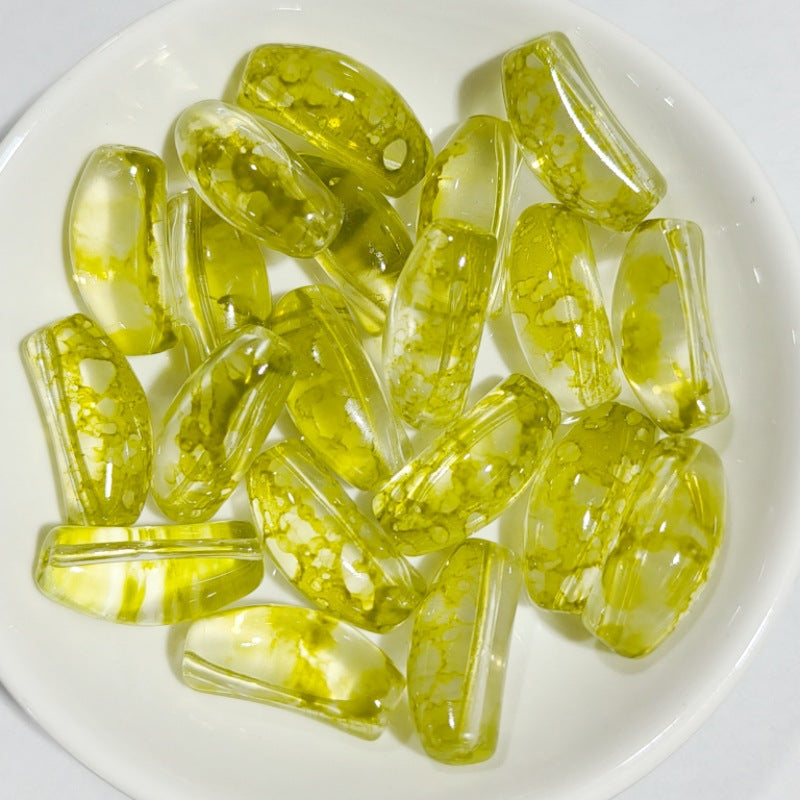 Curved Glass Tube Spacer Beads - 20mm Retro Beading Accessories