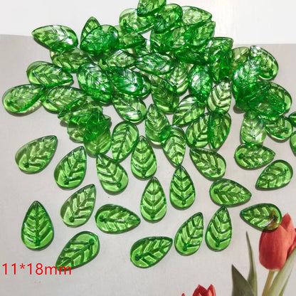 Multi-Size Acrylic Green Leaf Charms
