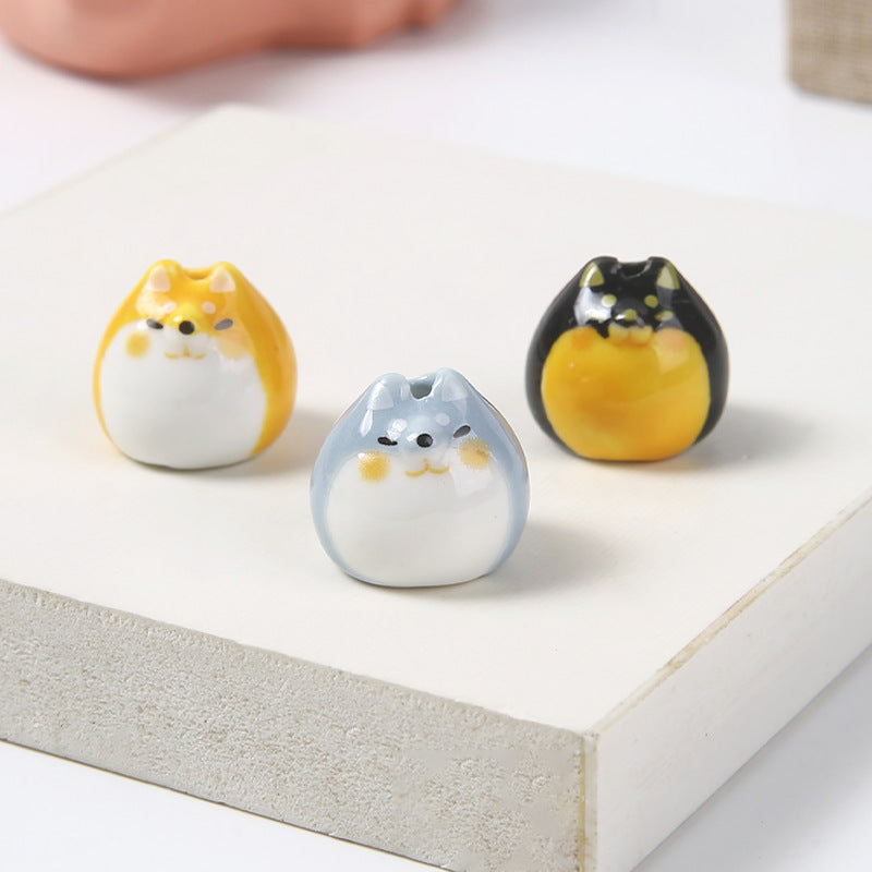 Cute Ceramic 16.5mm Hand-Painted Animal Charms