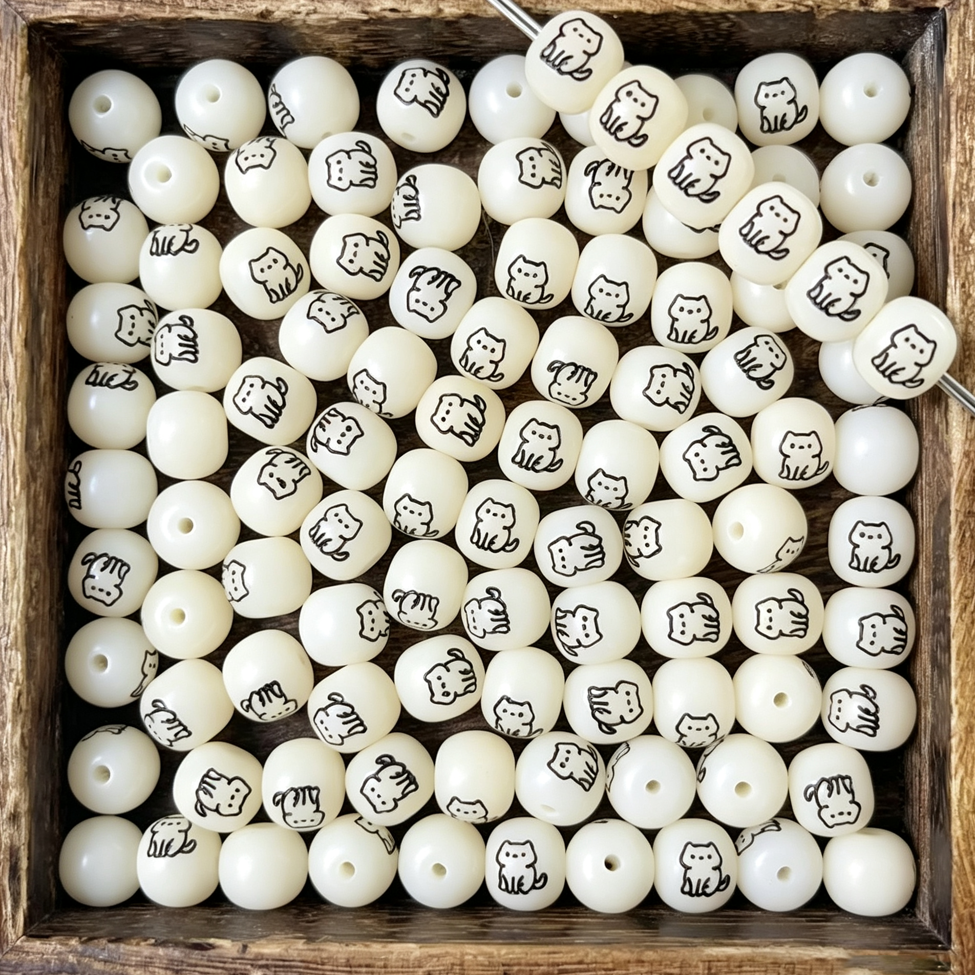 Cute Cat Bodhi Beads | 10x9mm Natural Bodhi Seed Loose Beads