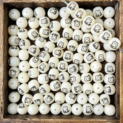 Cute Cat Bodhi Beads | 10x9mm Natural Bodhi Seed Loose Beads