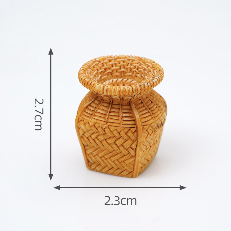 Mini miniature Faux Woven Bamboo Baskets for Crafts